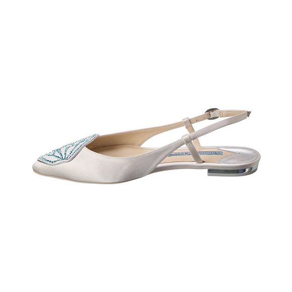 Sophia Webster Butterfly Satin Slingback Flat, White - Picture 2 of 5